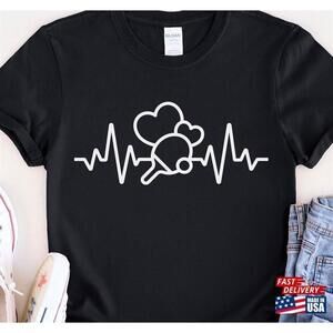 Ping Pong Heartbeat Shirt Table Tennis Player Dad Tshirt Classic Tee
